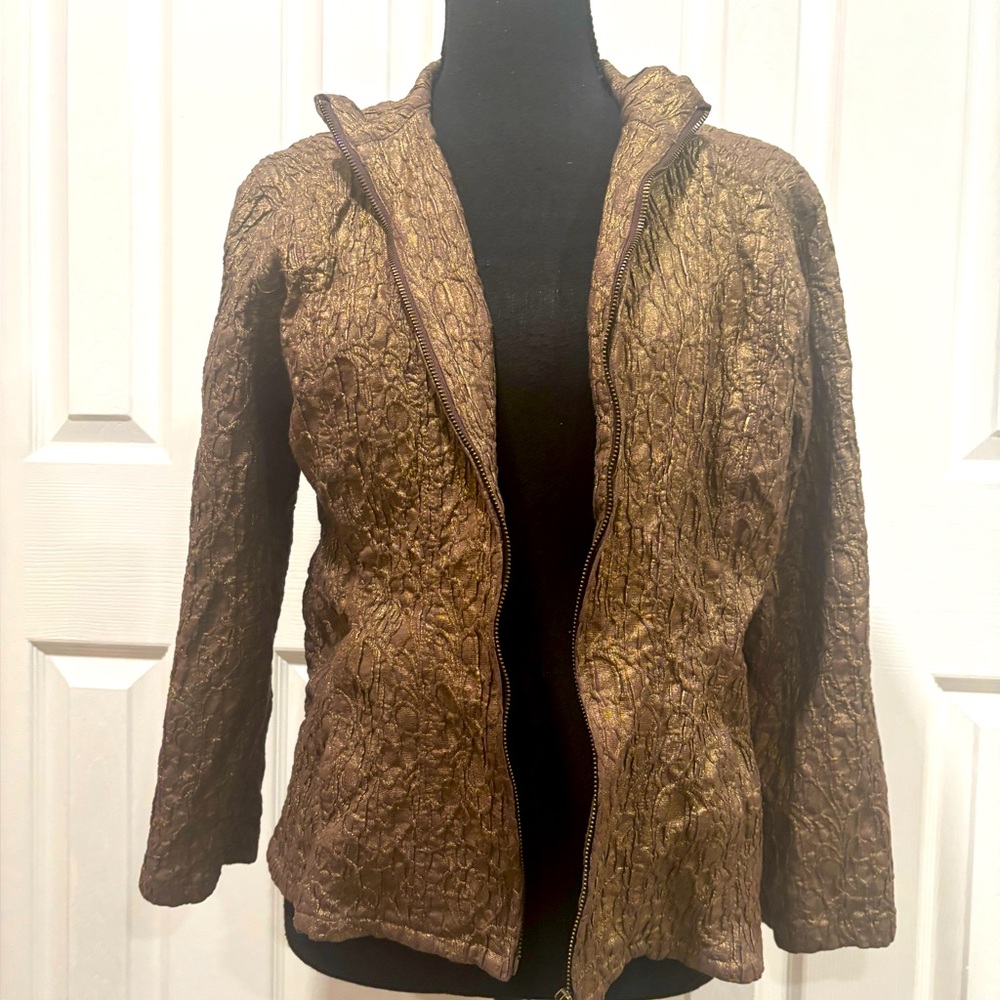 Chicos Vintage metallic bronze jacket size 1